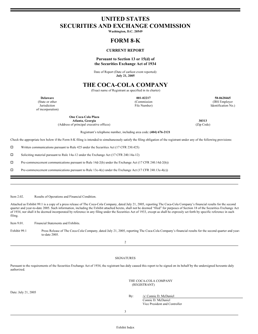 United States Securities and Exchange Commission Form