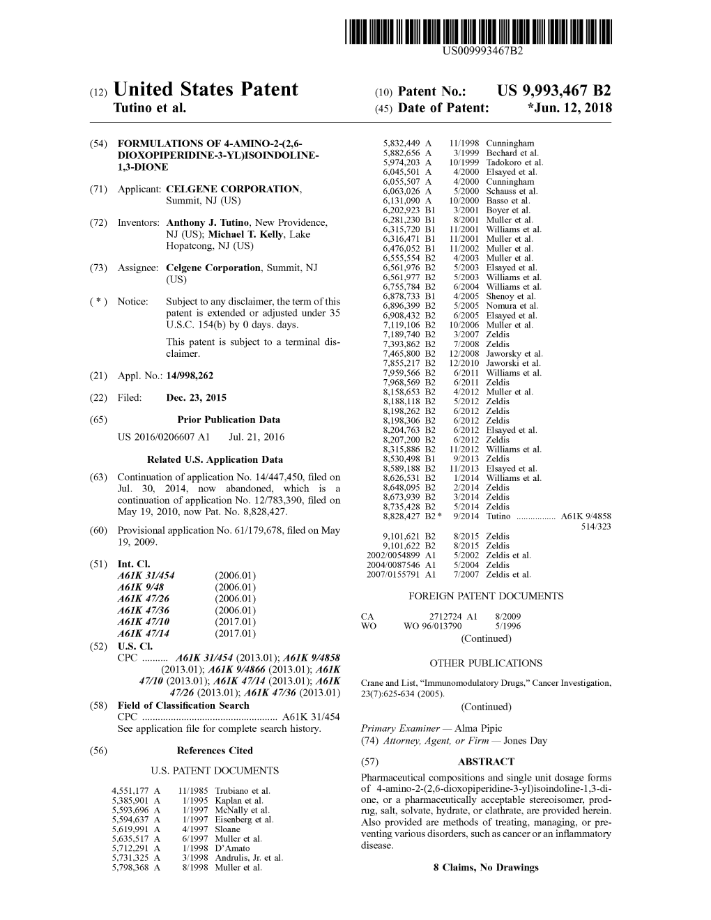 TOHTUNUTTUUUS009993467B2 (12 ) United States Patent ( 10 ) Patent No