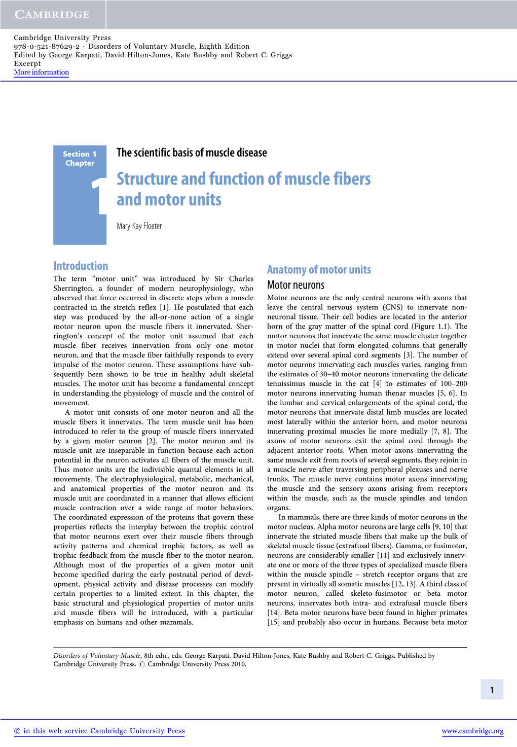 Structure and Function of Muscle Fibers and Motor Units