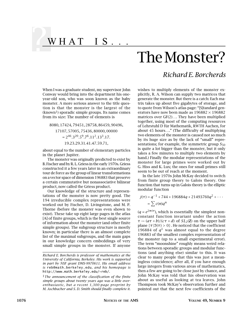 What Is...The Monster?