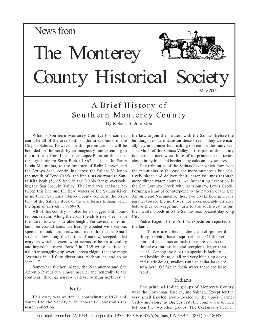 Southern Salinas Valley, Brief History