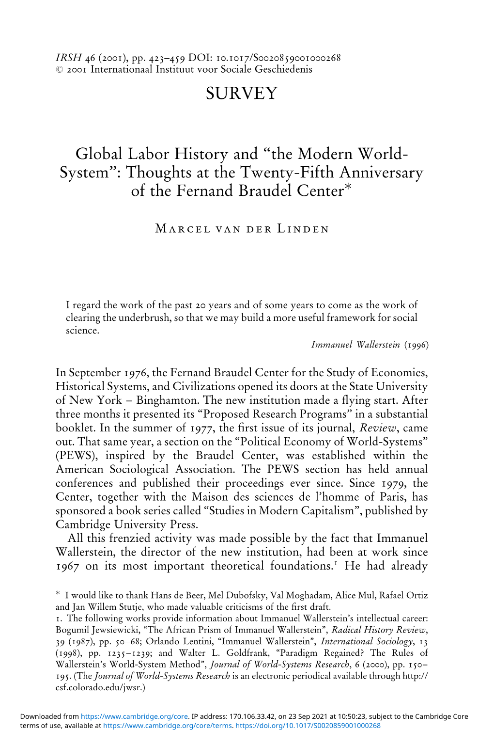 Global Labor History and &#8220;The