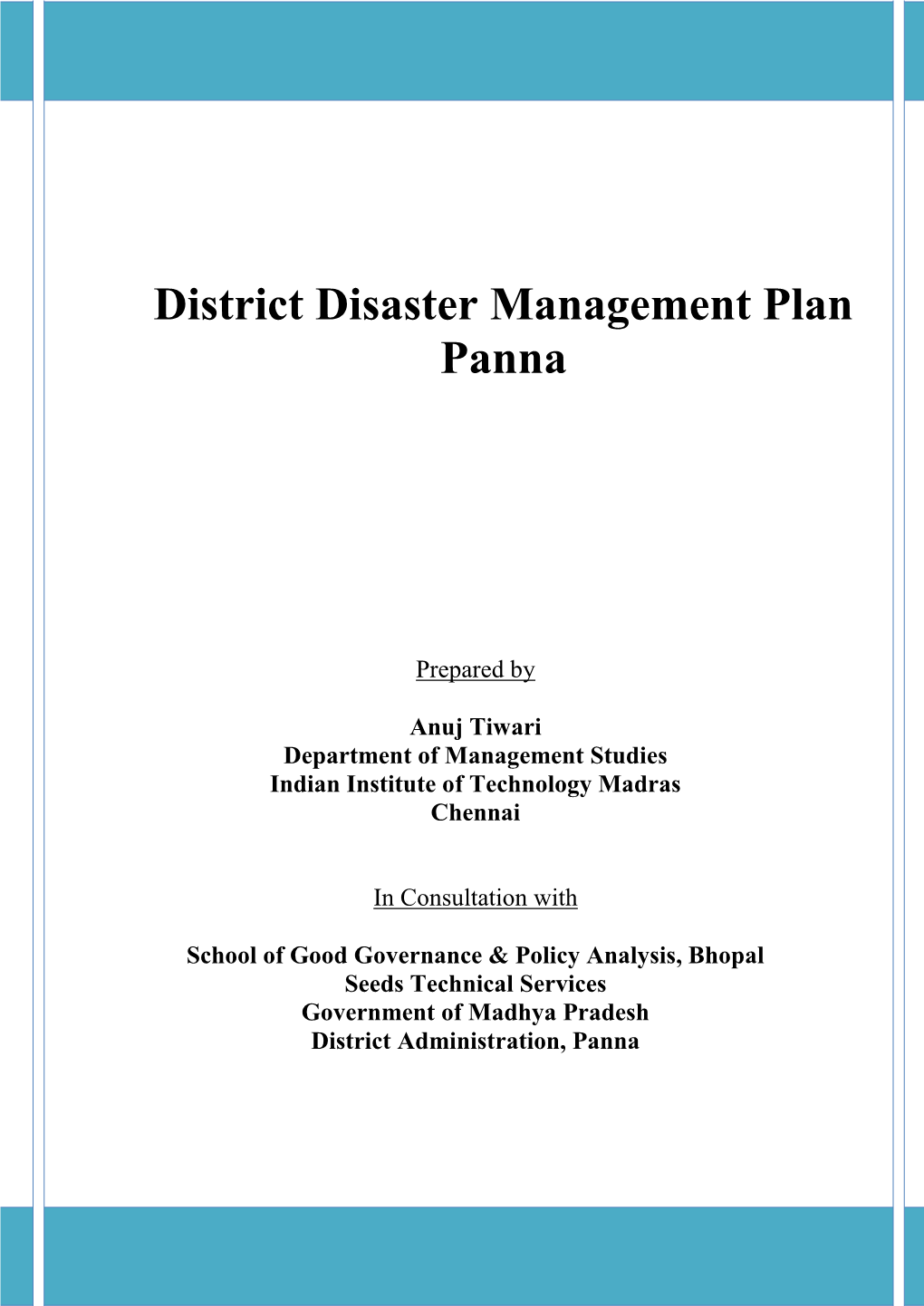 District Disaster Management Plan Panna