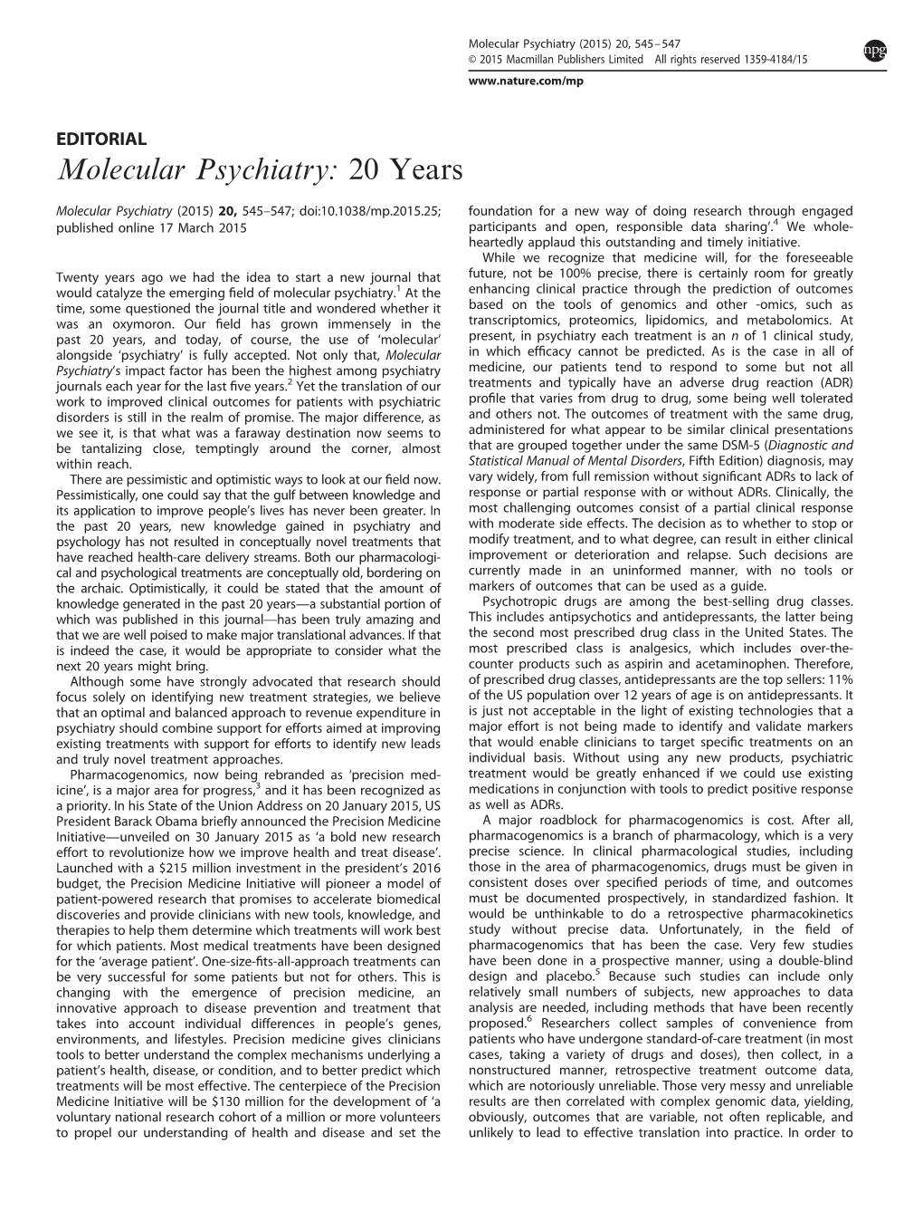 Molecular Psychiatry (2015) 20, 545–547 © 2015 Macmillan Publishers Limited All Rights Reserved 1359-4184/15