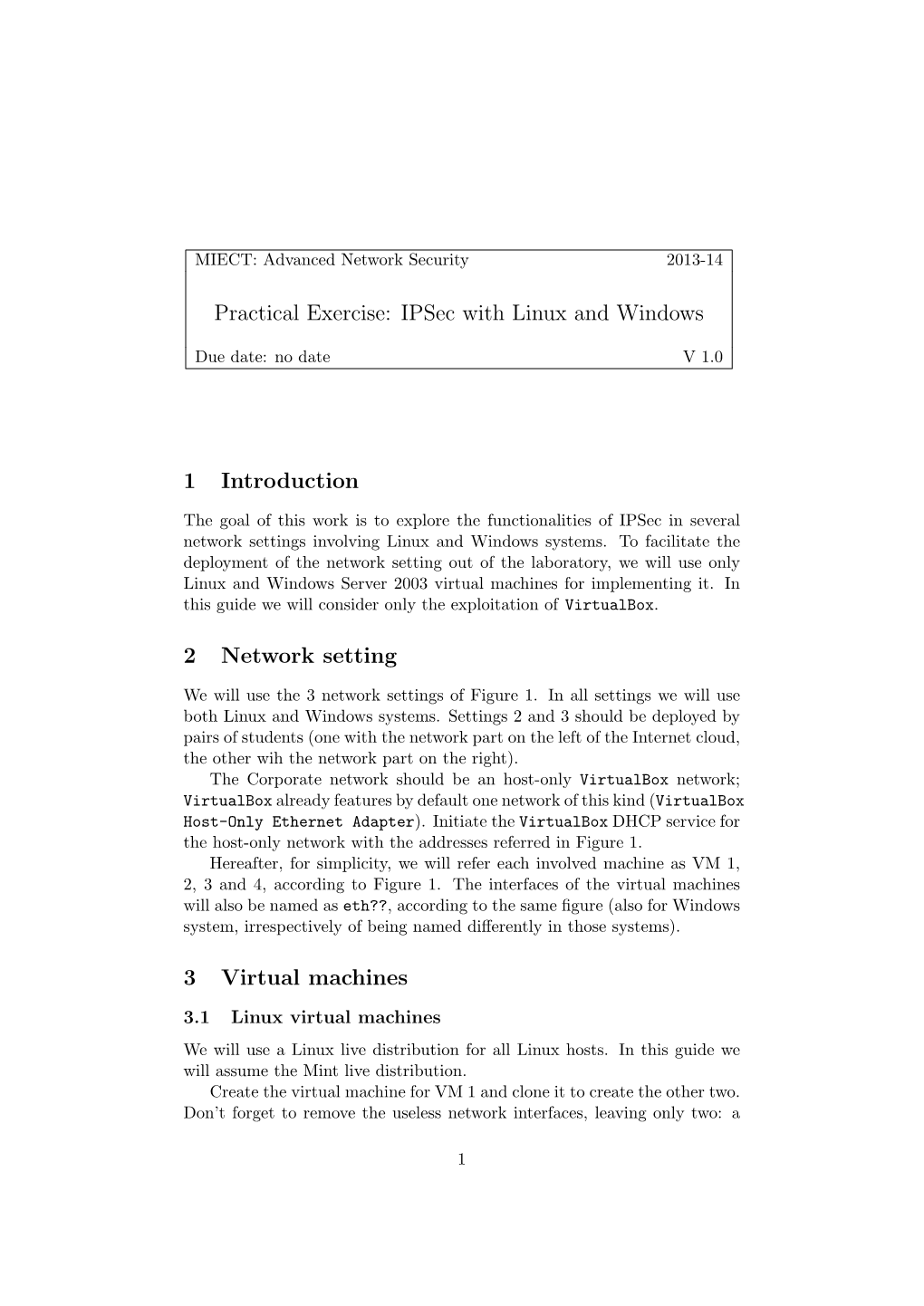 Ipsec with Linux and Windows 1 Introduction 2 Network Setting 3