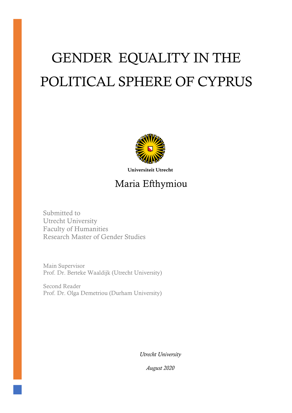 Gender Equality in the Political Sphere of Cyprus