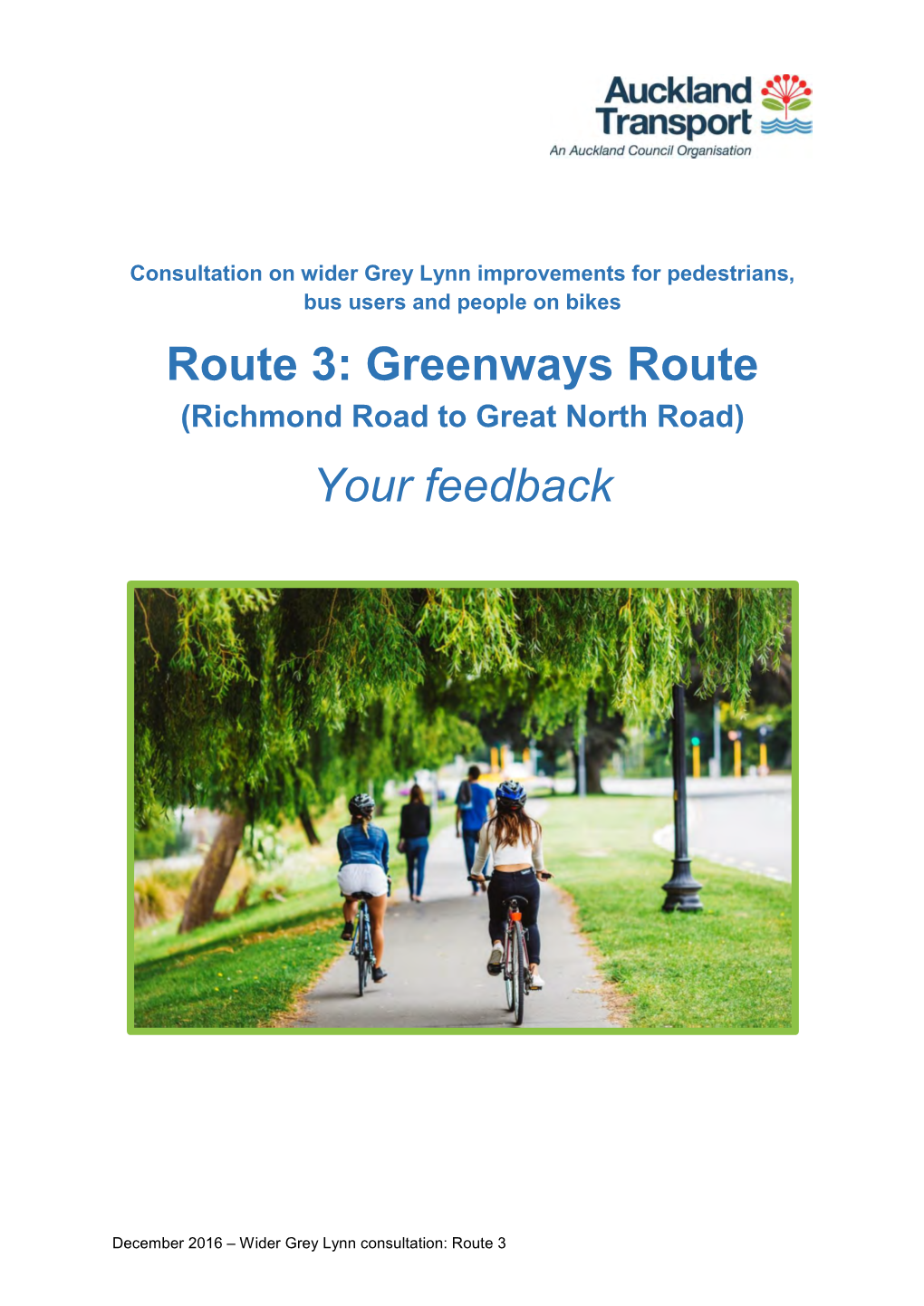 Route 3: Greenways Route Your Feedback