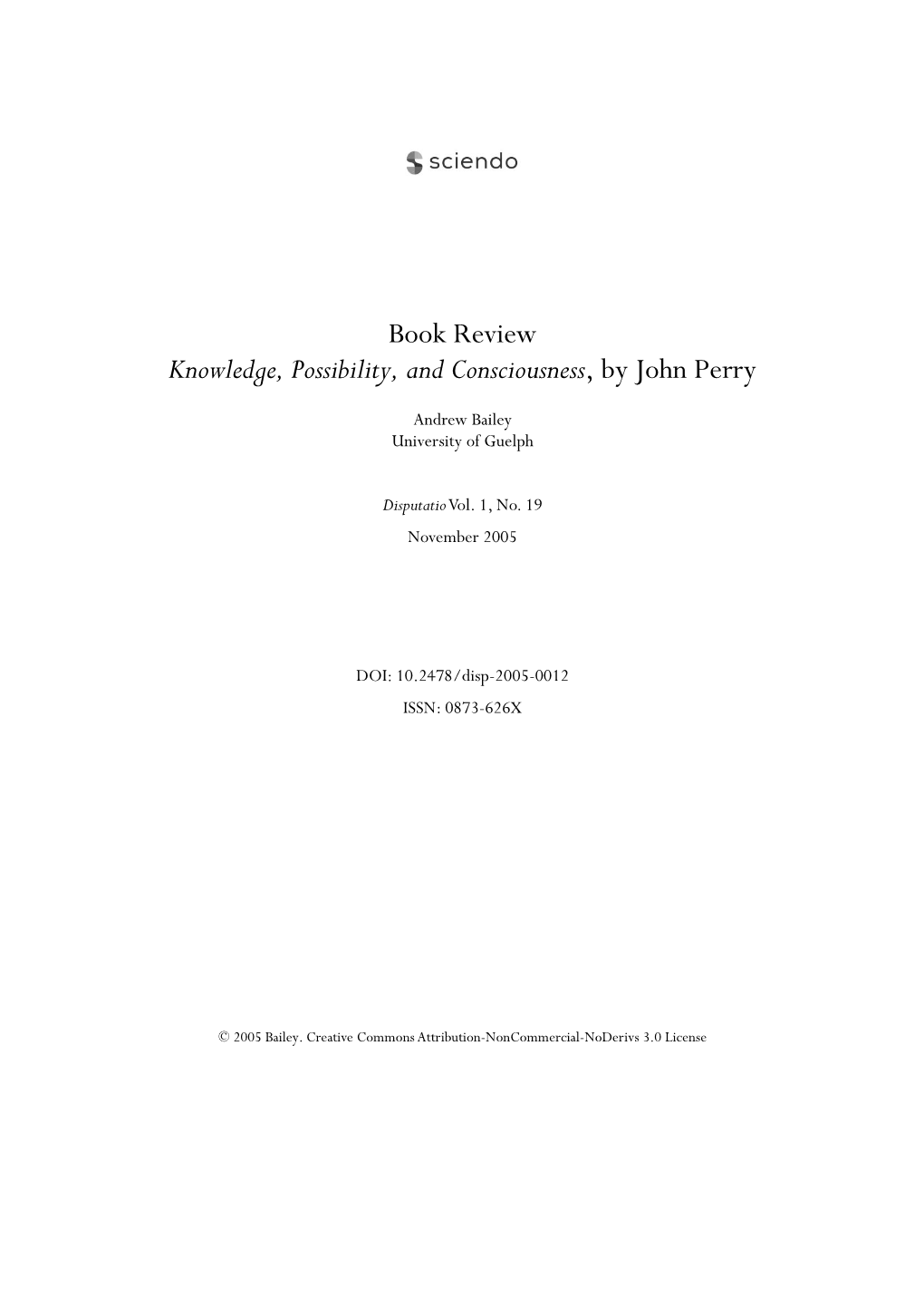 Book Review Knowledge, Possibility, and Consciousness, by John Perry