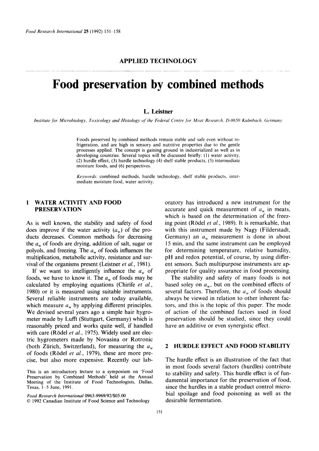 Food Preservation by Combined Methods