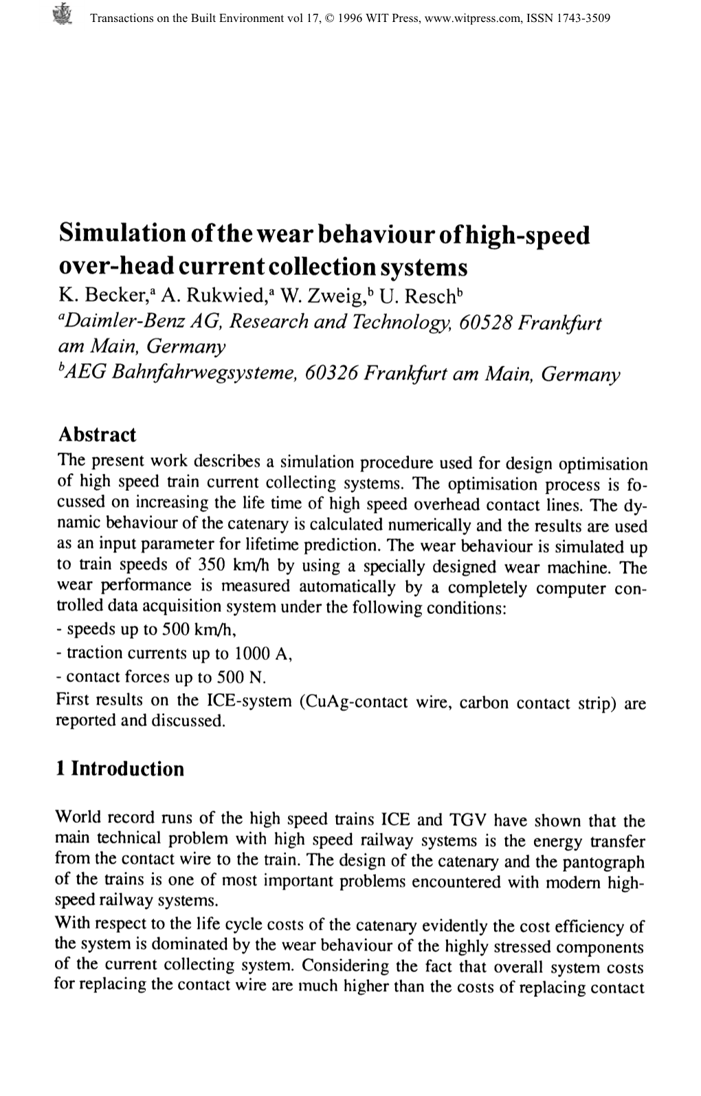 Simulation of the Wear Behaviour of High-Speed