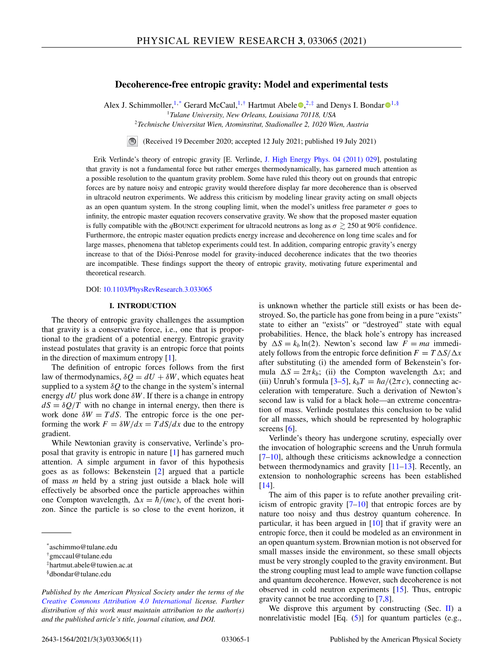 Decoherence-Free Entropic Gravity: Model and Experimental Tests