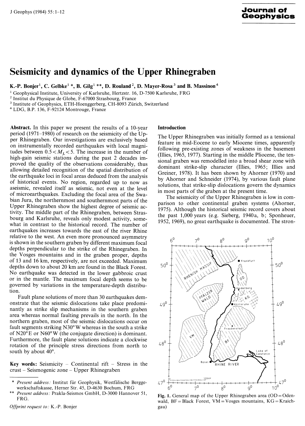 Seismicity and Dynamics of the Upper Rhinegraben