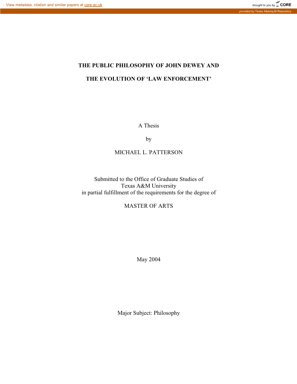 The Public Philosophy of John Dewey and the Evolution Of