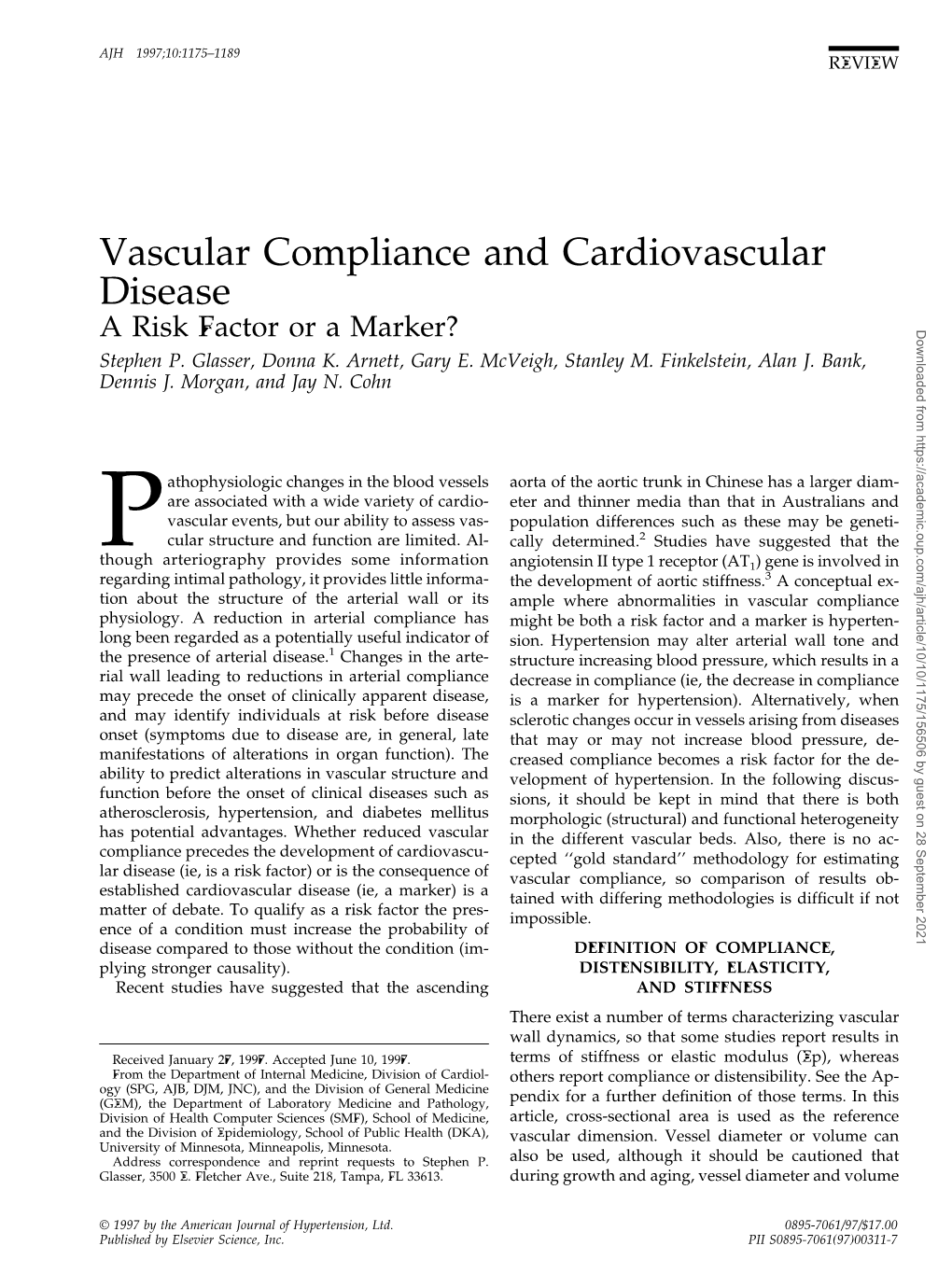 Vascular Compliance and Cardiovascular Disease