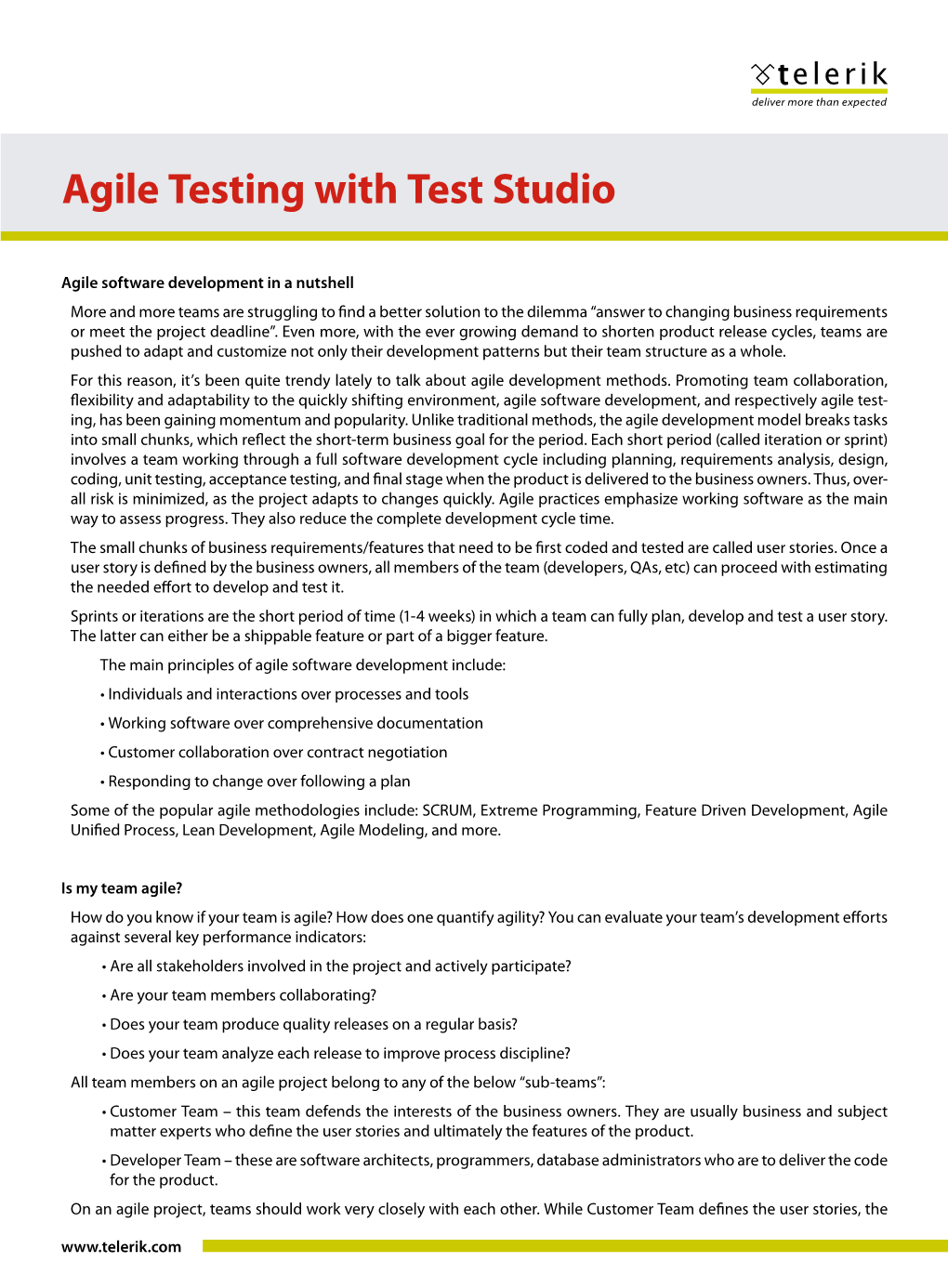 Agile Testing with Test Studio