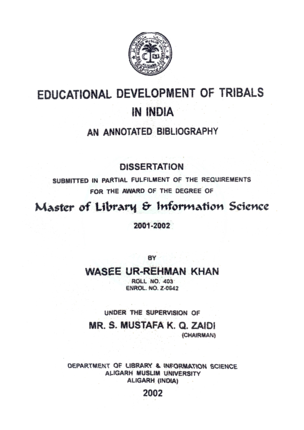 Educational Development of Tribals in India