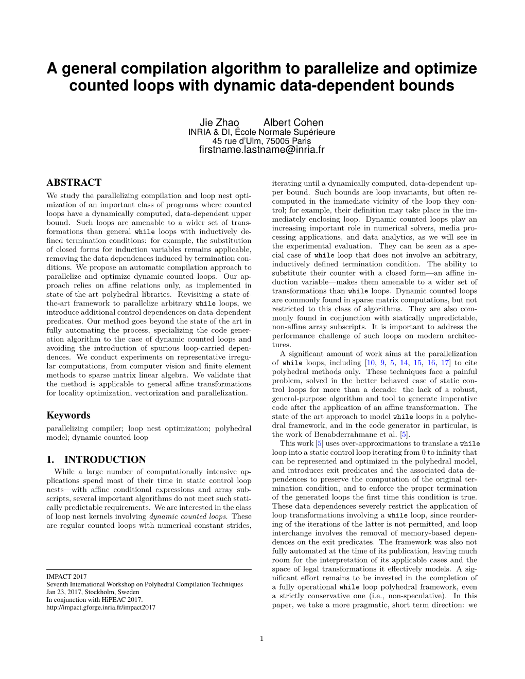 A General Compilation Algorithm to Parallelize and Optimize Counted Loops with Dynamic Data-Dependent Bounds