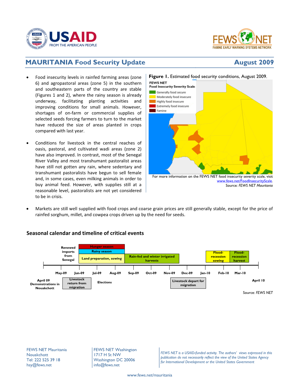 MAURITANIA Food Security Update August 2009