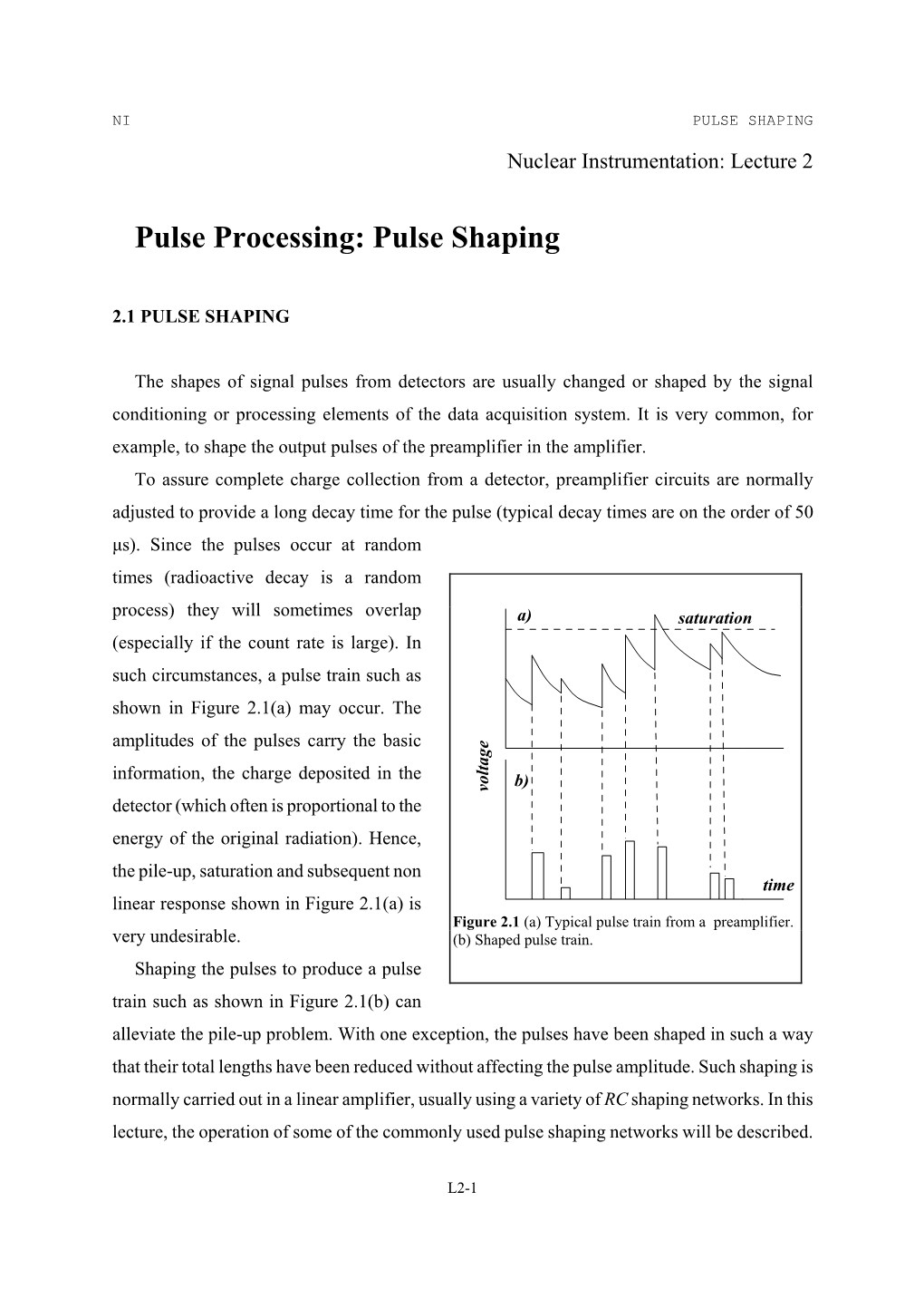 Pulse Processing: Pulse Shaping