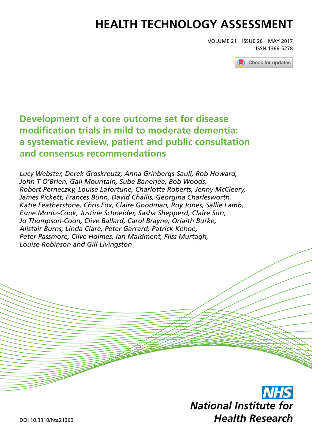 Development of a Core Outcome Set for Disease Modification Trials in Mild