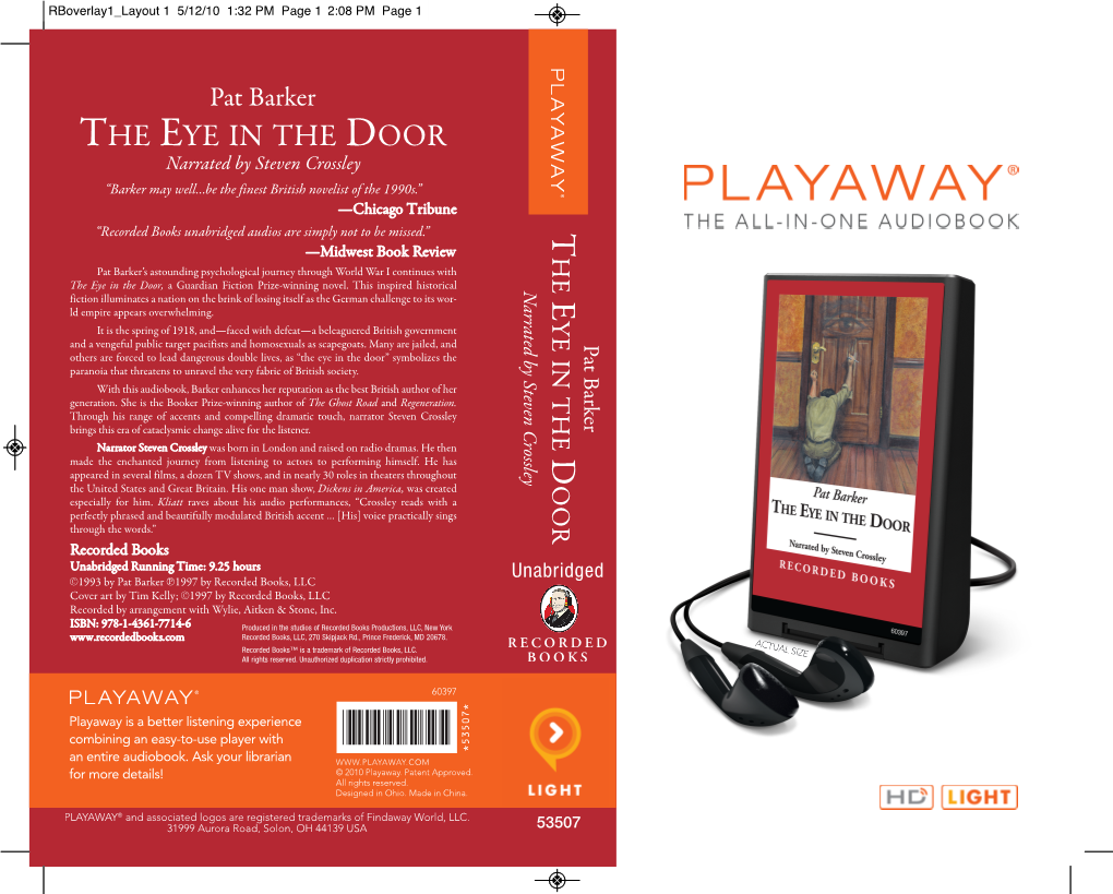 THE EYE in the DOOR Narrated by Steven Crossley “Barker May Well…Be the Finest British Novelist of the 1990S.” —Chicago Tribune