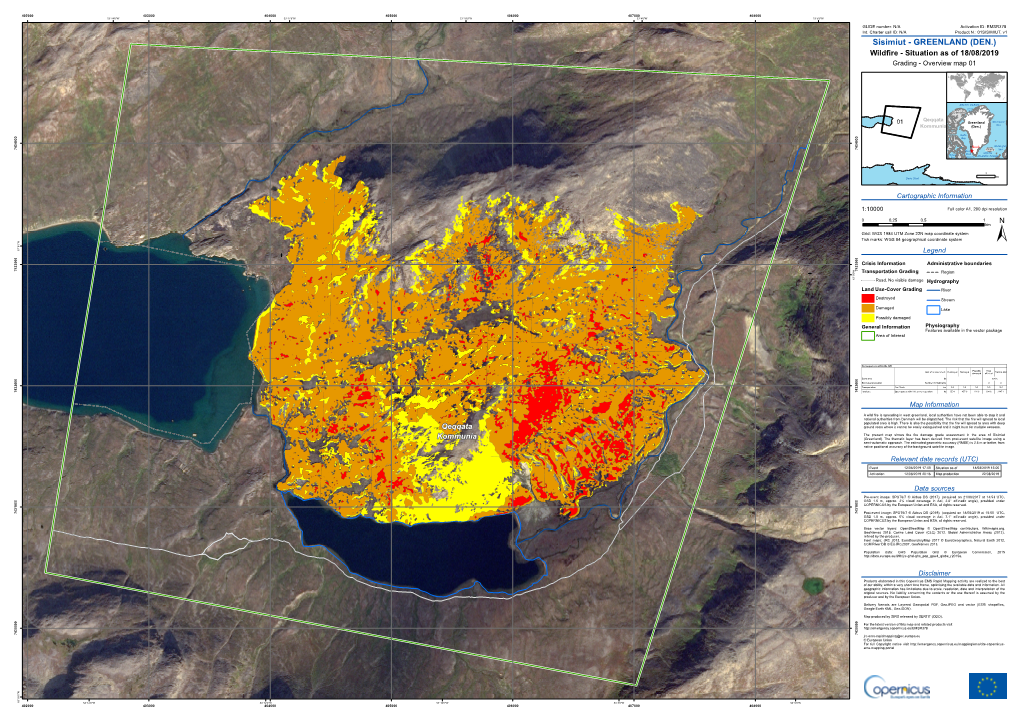 SISIMIUT, V1 Sisimiut - GREENLAND (DEN.) Wildfire - Situation As of 18/08/2019 Grading - Overview Map 01