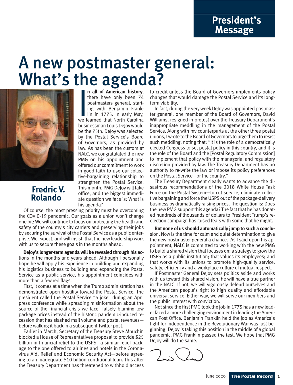 A New Postmaster General: What's the Agenda?