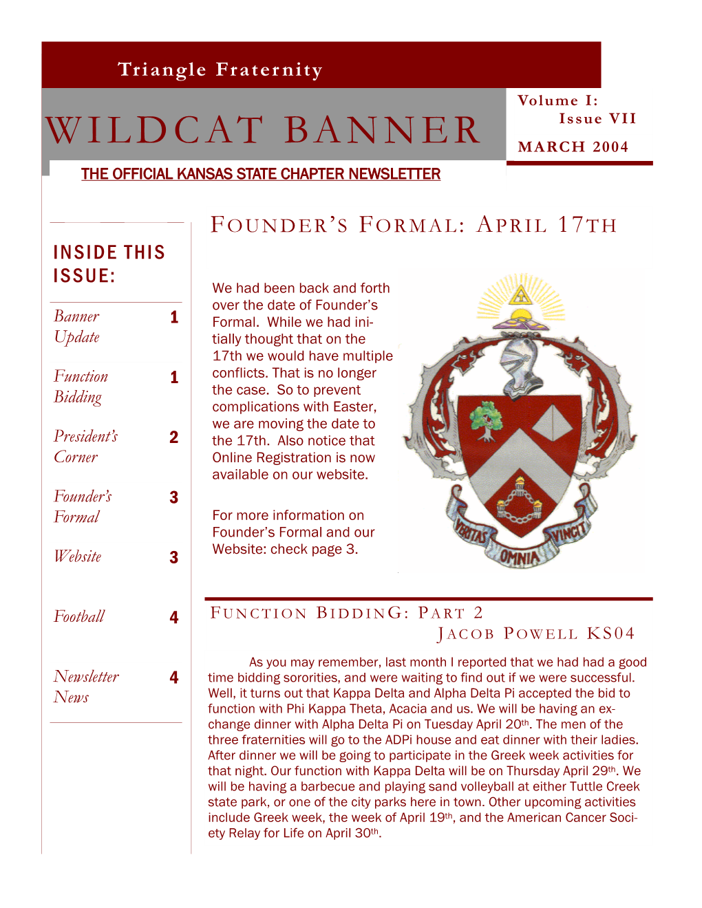 Wildcat Banner March 2004 the Official Kansas State Chapter Newsletter