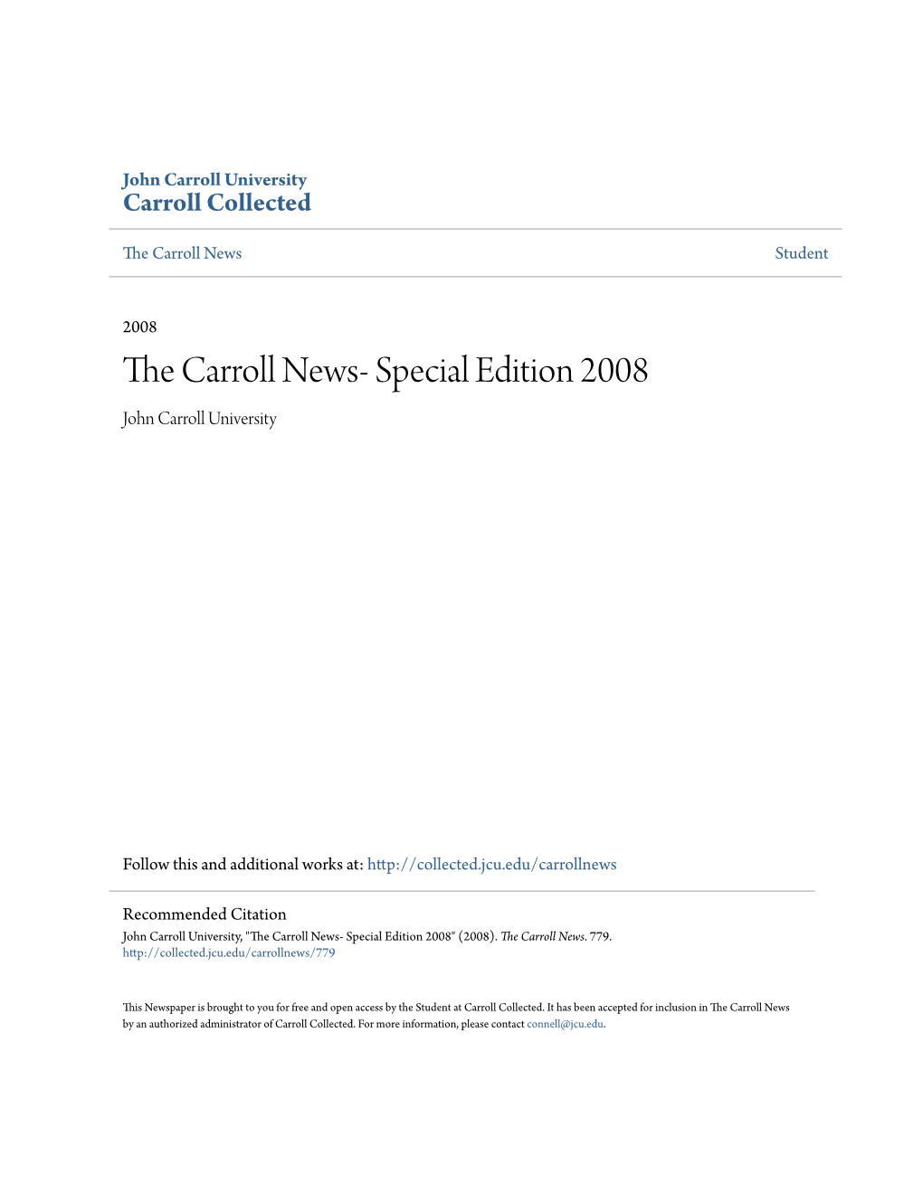 The Carroll News- Special Edition 2008