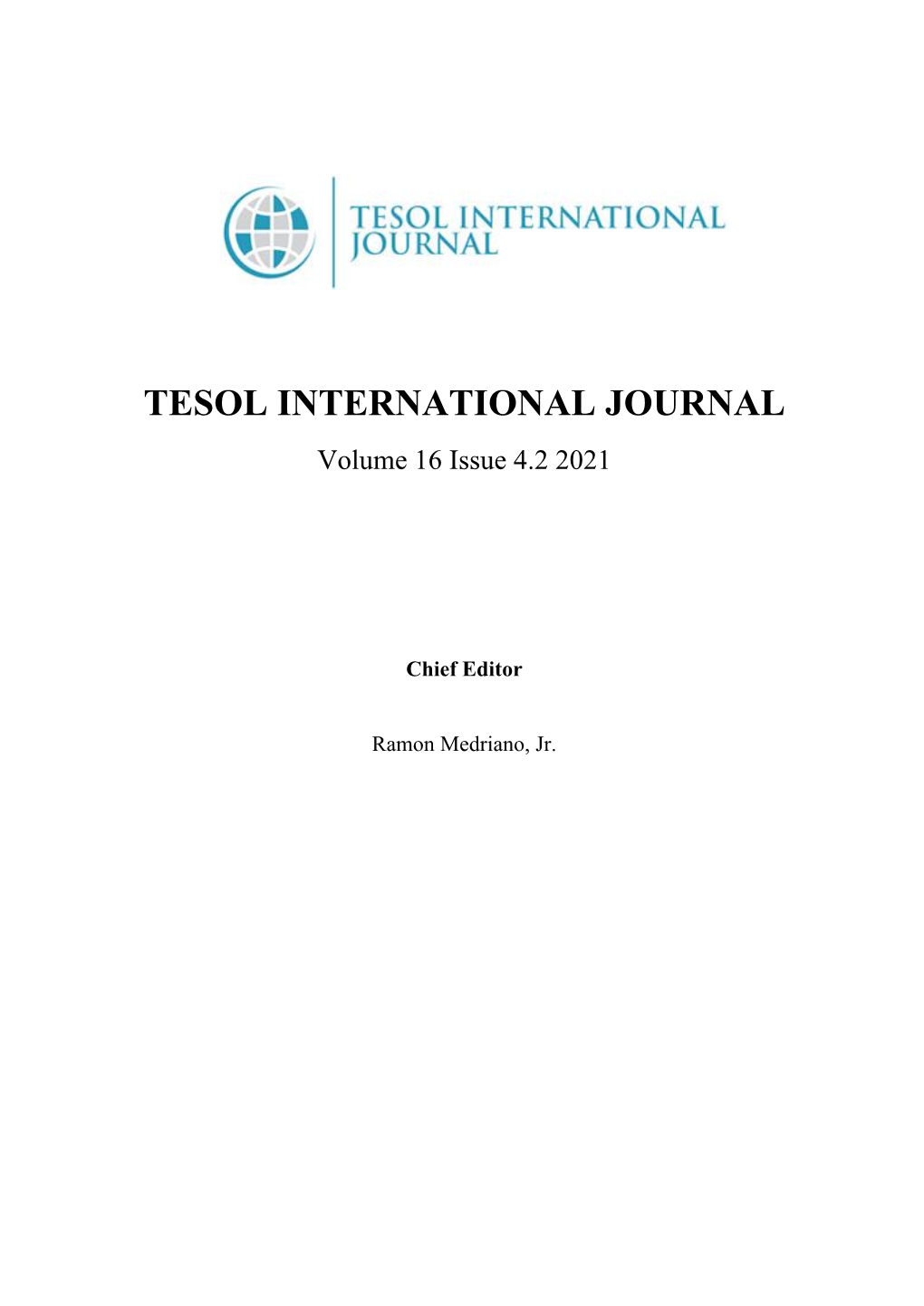 TESOL INTERNATIONAL JOURNAL Volume 16 Issue 4.2 2021