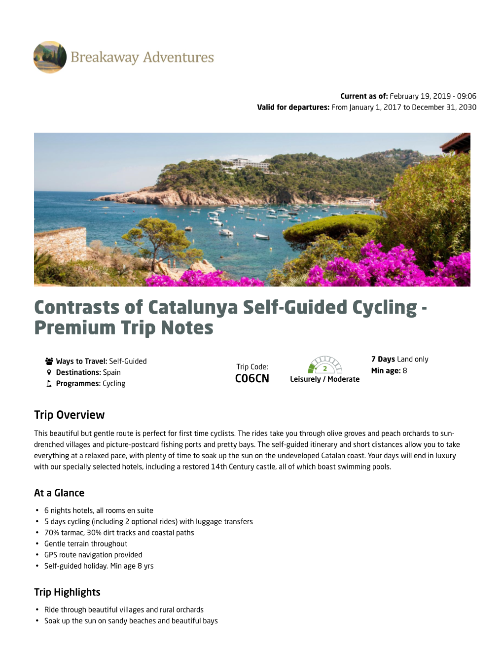 Contrasts of Catalunya Self-Guided Cycling - Premium Trip Notes