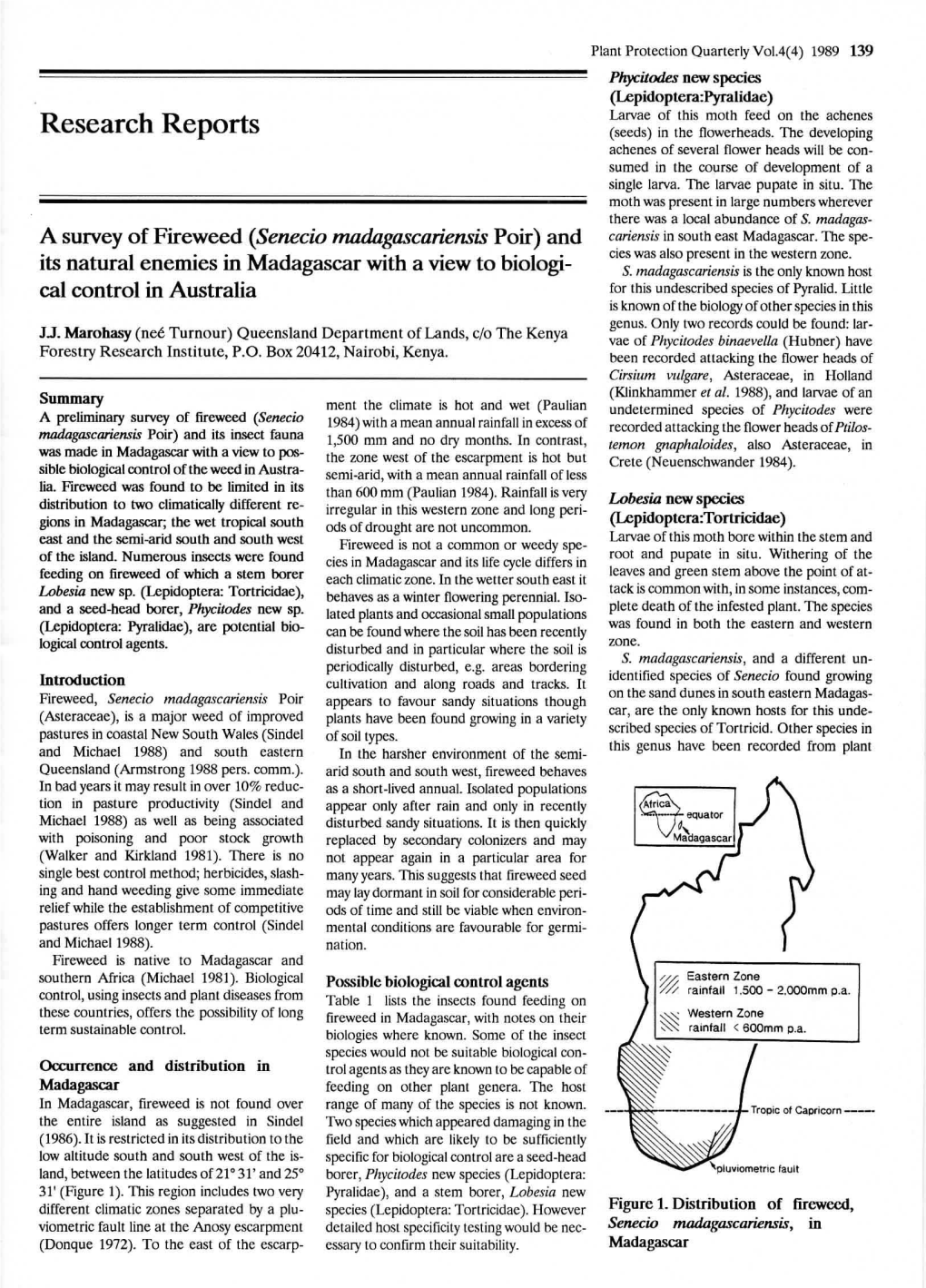 Research Reports (Seeds) in Ihe Oowerheads