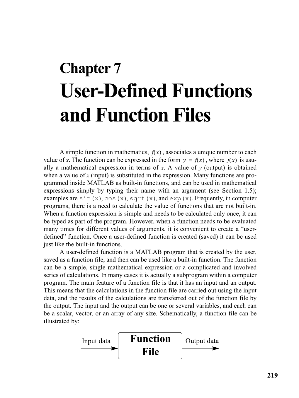 Chapter 7 User-Defined Functions and Function Files