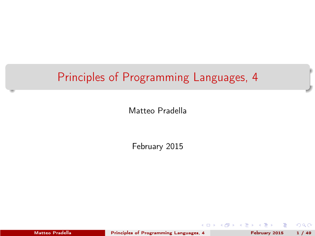 Principles of Programming Languages, 4
