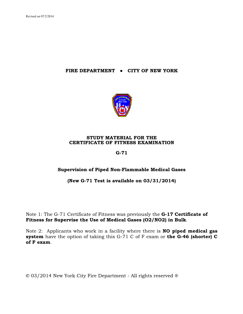Fire Department City of New York Study