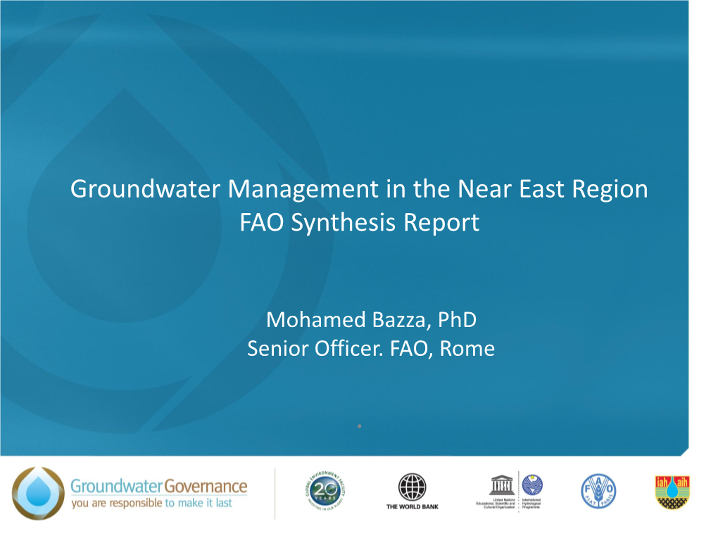 Groundwater Management in the Near East Region FAO Synthesis Report