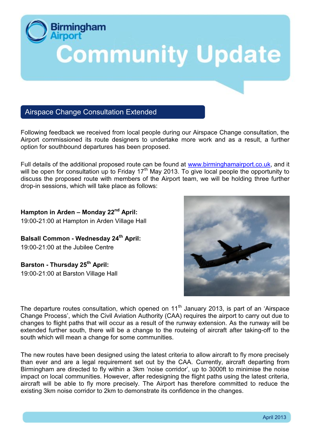 Airspace Change Consultation Extended