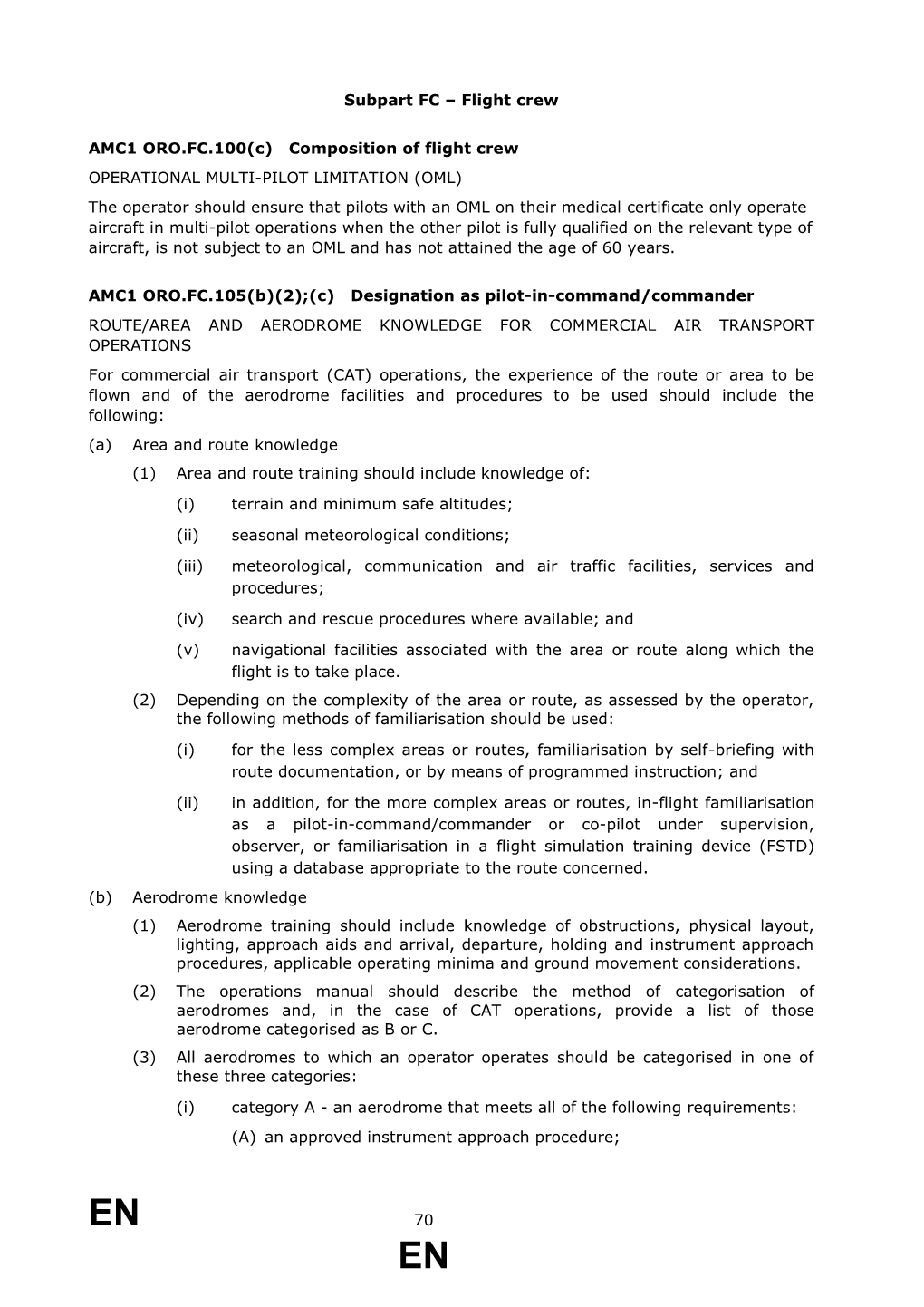 Composition of Flight Crew OPERATIONAL MULTI