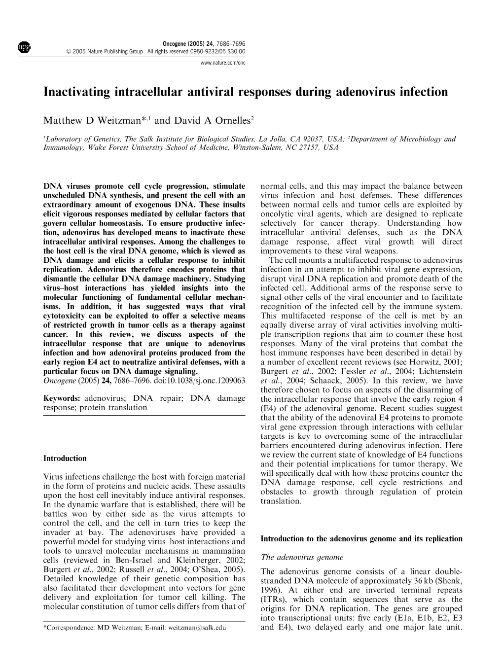 Inactivating Intracellular Antiviral Responses During Adenovirus Infection