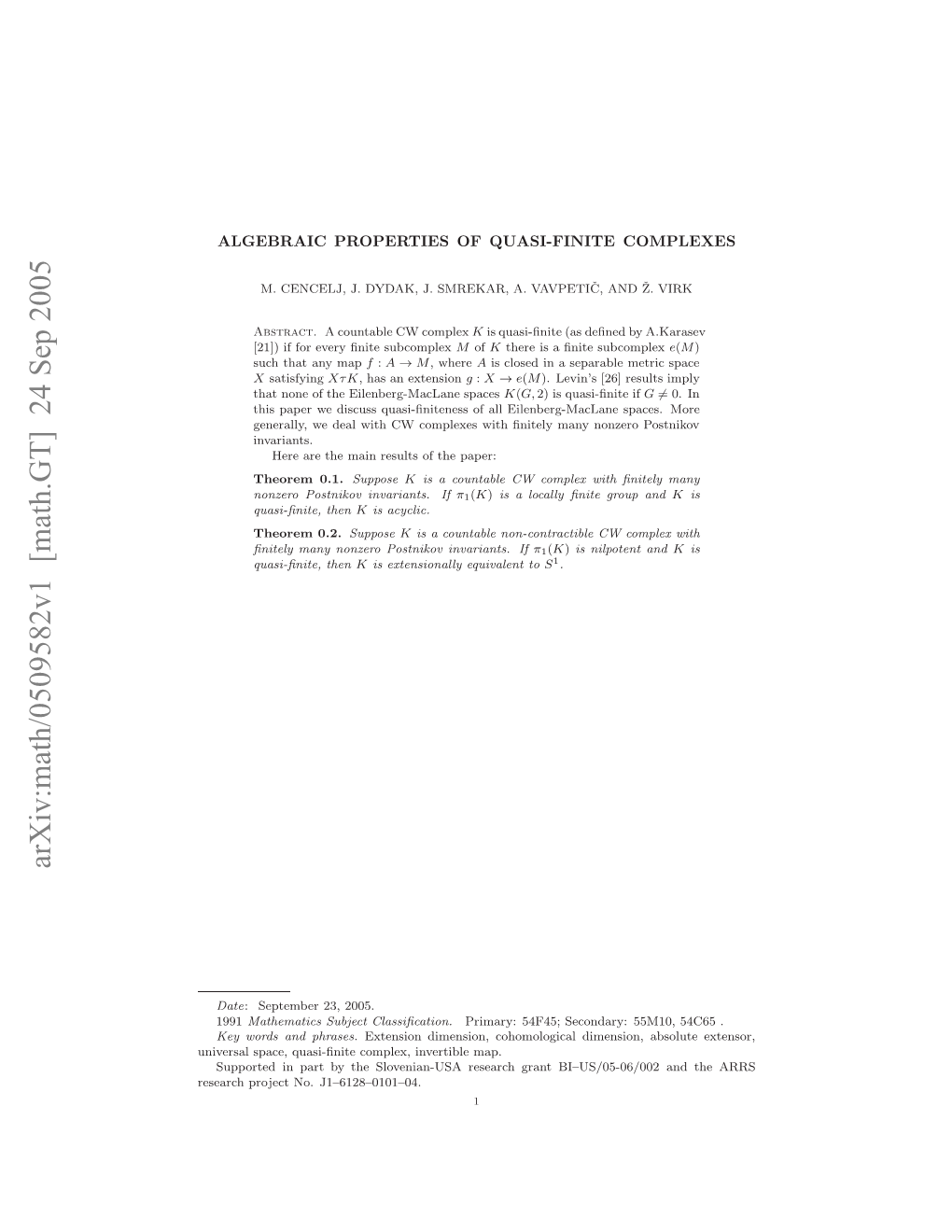 Arxiv:Math/0509582V1 [Math.GT] 24 Sep 2005 Nvra Pc,Qaiﬁiecmlx Netbemap