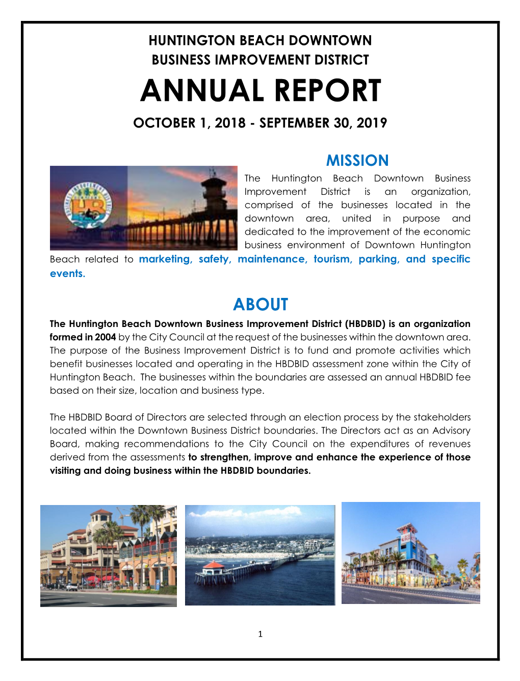 Annual Report October 1, 2018 - September 30, 2019