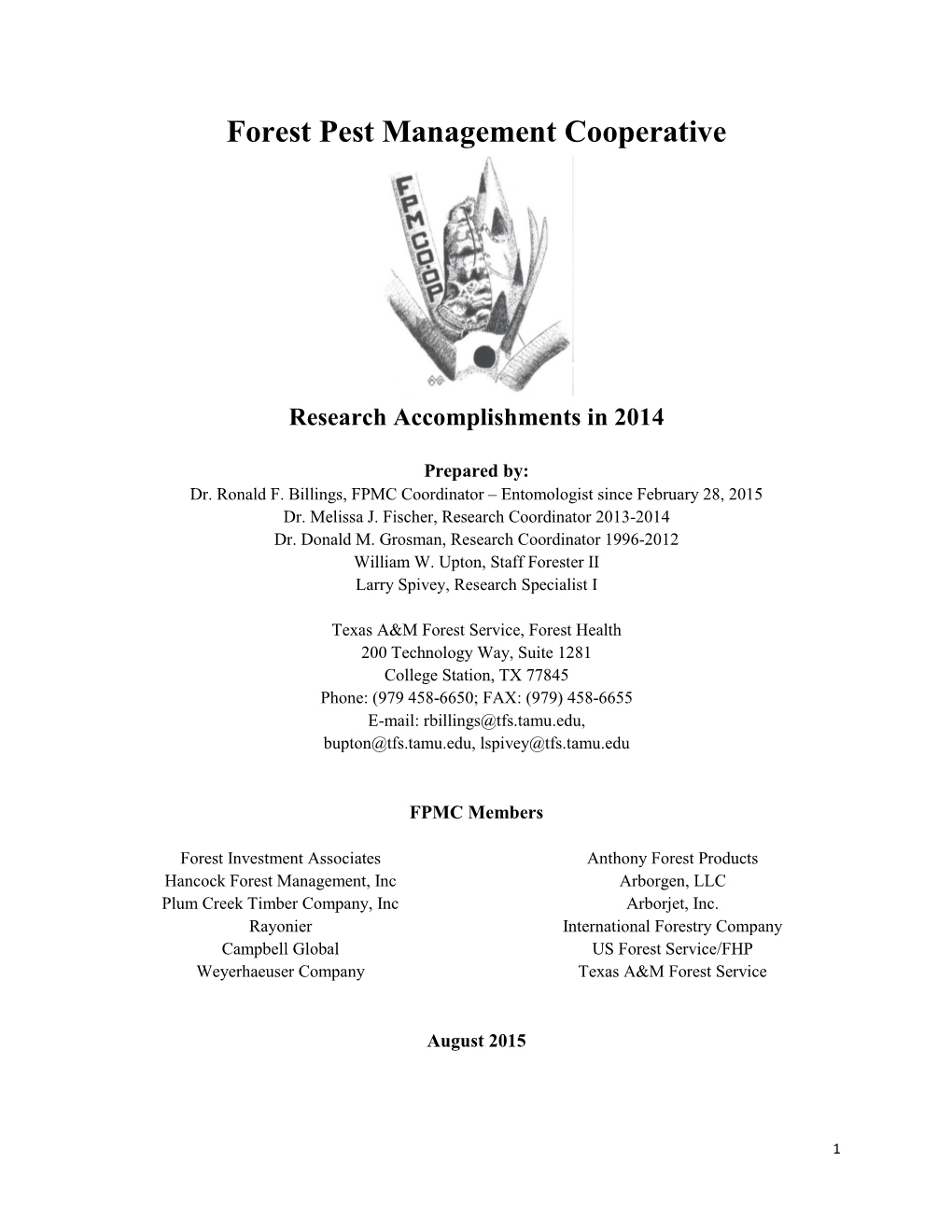 Report on Research Accomplishments in 2014