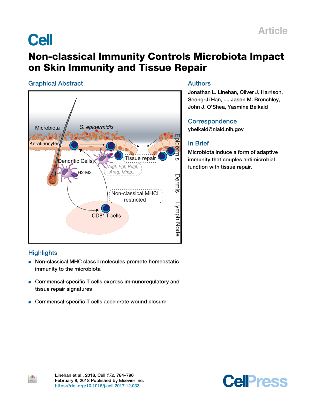 Non-Classical Immunity Controls Microbiota Impact on Skin Immunity and Tissue Repair