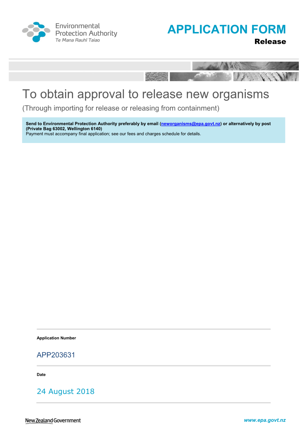 APPLICATION FORM Release