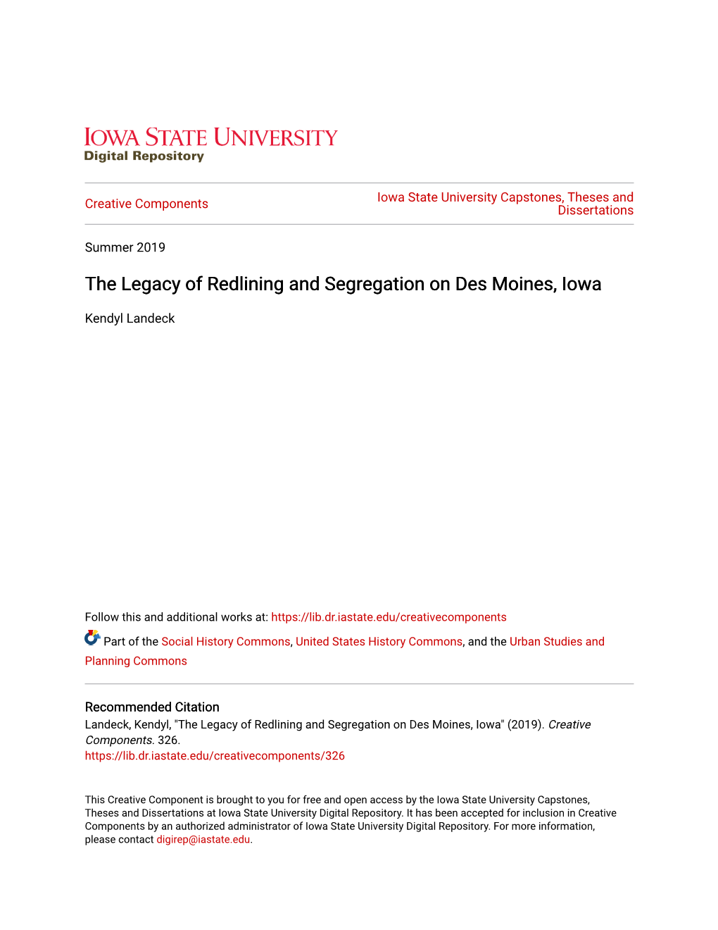 The Legacy of Redlining and Segregation on Des Moines, Iowa