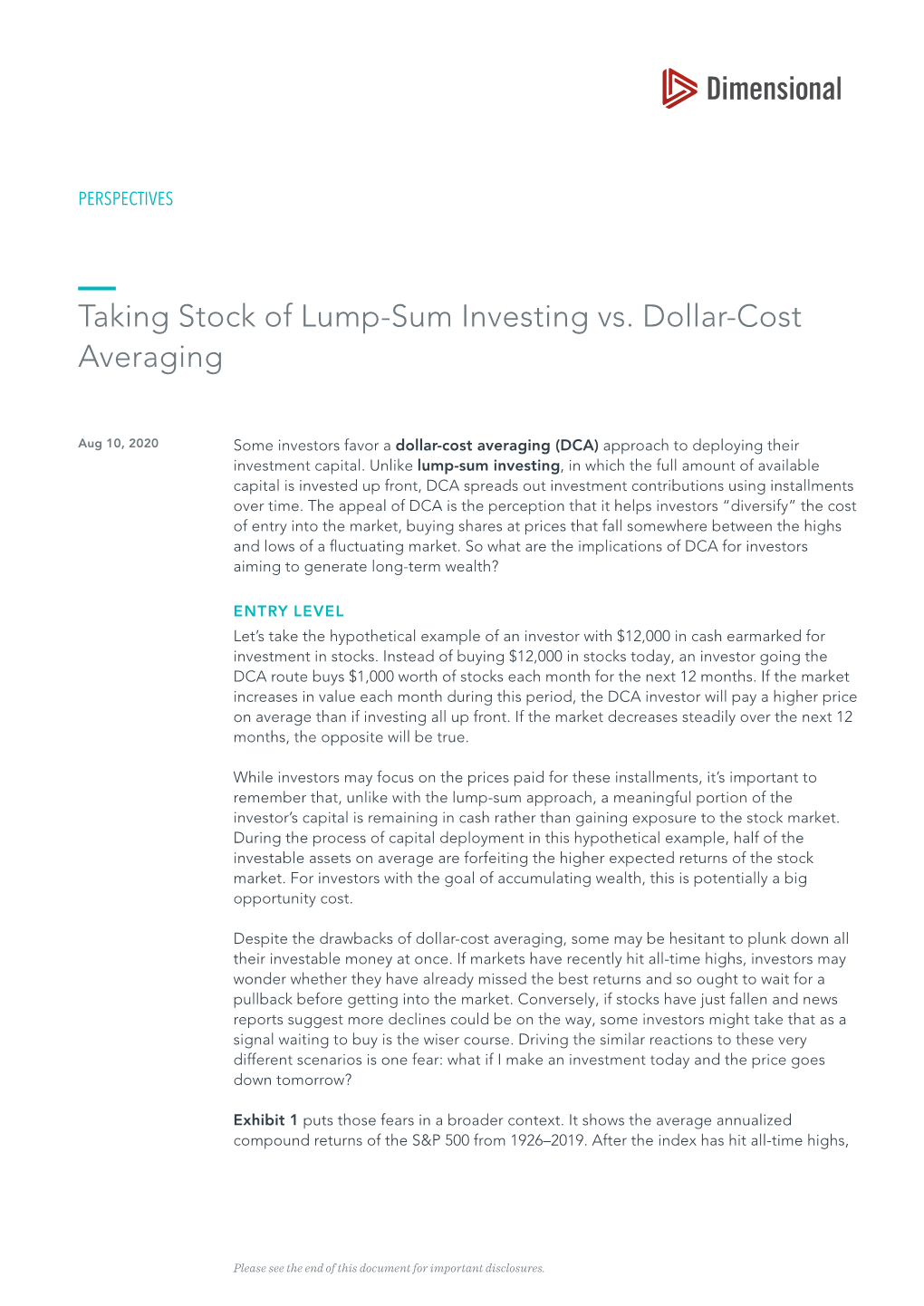 Taking Stock of Lump-Sum Investing Vs. Dollar-Cost Averaging