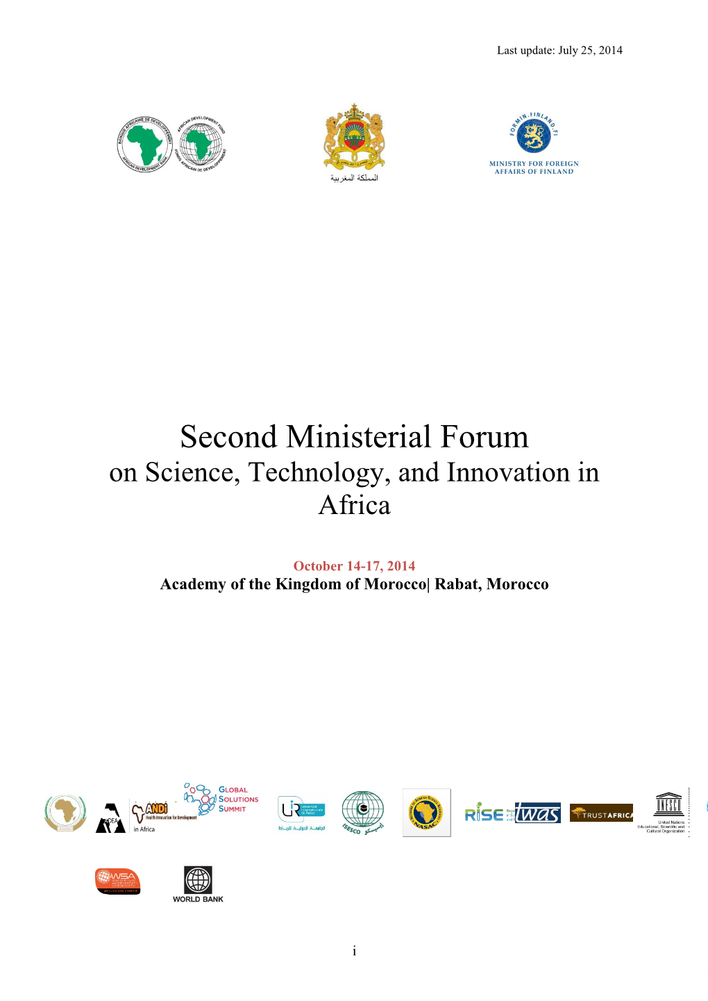 Second Ministerial Forum on Science, Technology, and Innovation in Africa