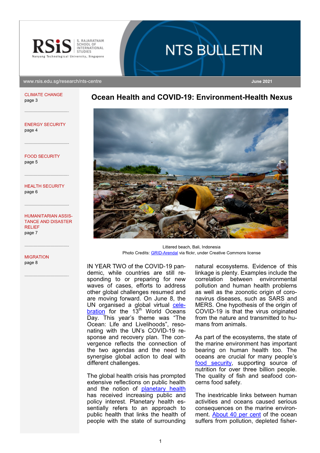 Ocean Health and COVID-19: Environment-Health Nexus