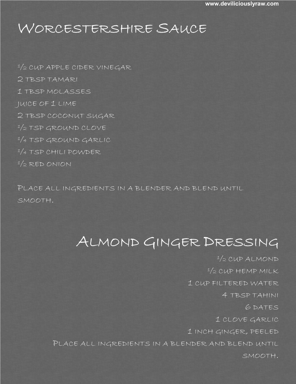 Worcestershire Sauce Almond Ginger Dressing