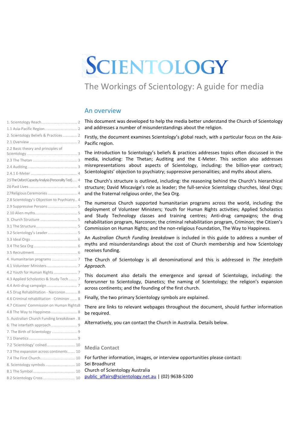 The Workings of Scientology: a Guide for Media